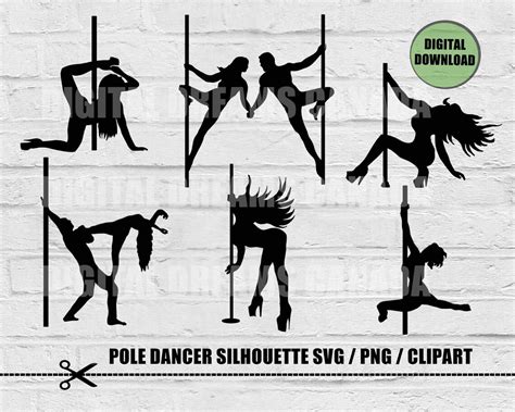Pole Dancer Silhouette Svg Stripper Png Clipart Pole Dance Etsy