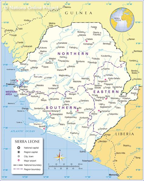Administrative Map Of Sierra Leone Nations Online Project
