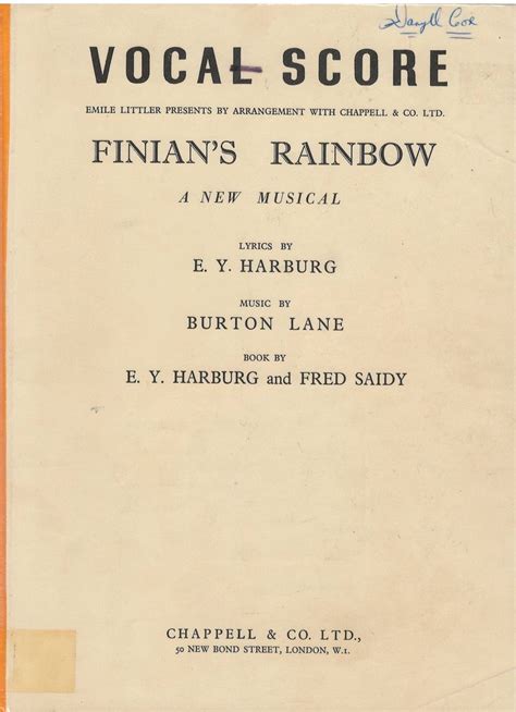 finian s rainbow by burton lane finian s rainbow is a musical with a book by e y harburg and