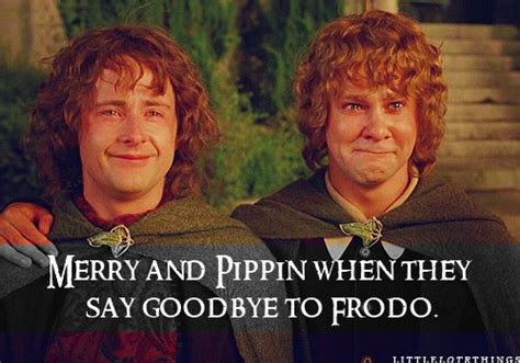 Merry And Pippin When They Say Goodbye To Frodo The Elves Gandalf