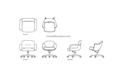 Office Arm Chairs Free Cad Drawings