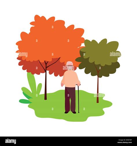 Mature Man Character In The Landscape Vector Illustration Stock Vector Image And Art Alamy