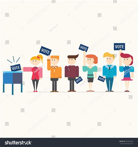 Many People Voting At Ballot Box Vector Illustration Shutterstock