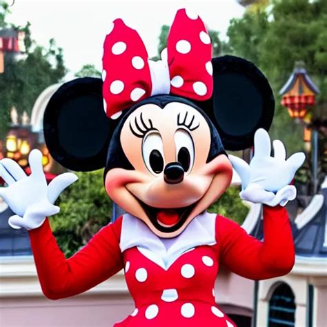 The Minnie Mouse Character At Disneyland Giving You Stable Diffusion