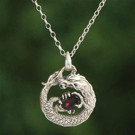 Unicef Market Garnet And Sterling Silver Unisex Dragon Pendant