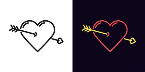 Ilustración De Delinea El Icono Del Corazón Signo Cardíaco Lineal Con Flecha Cupido Forma De