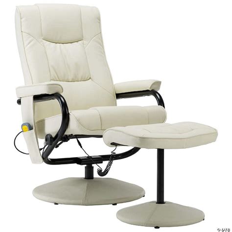 Vidaxl Massage Chair With Foot Stool Cream Faux Leather