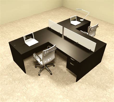 Two Person L Shaped Divider Office Workstation Desk Set Ot Sul Sp56