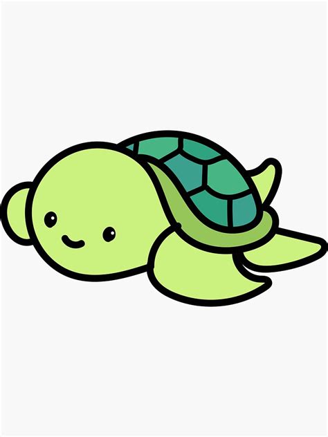 Cute Turtle Illustration Sticker By Cobyc10916 Redbubble
