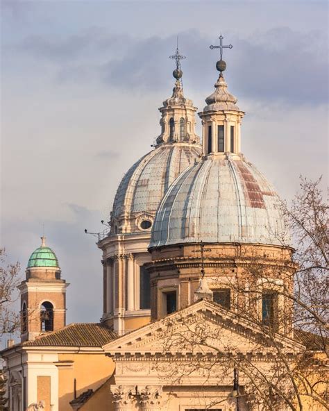 Church Domes In Central Rome Italy Stock Image Image Of City