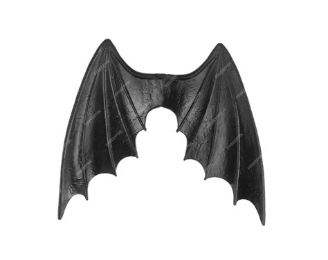 흰색 배경에 고립 된 검은 뱀파이어 날개 프리미엄 사진