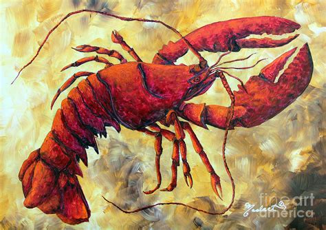 Coastal Lobster Decorative Painting Original Art Coastal Luxe Lobster