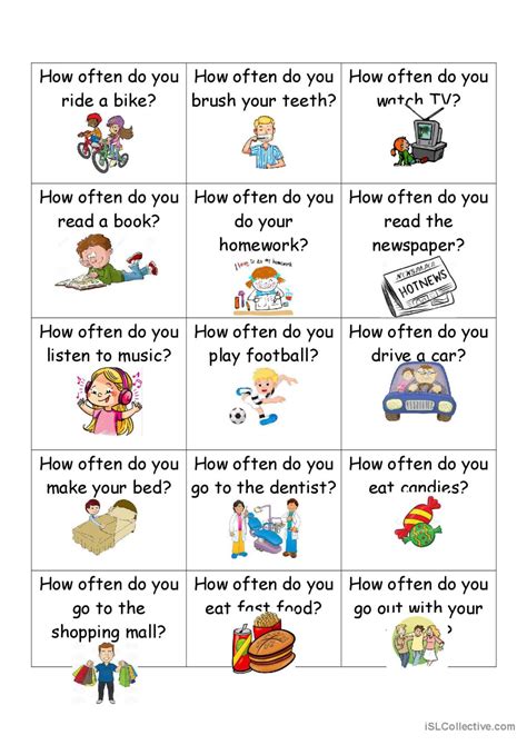 How Often Vocabulary Flashcards English Esl Worksheets Pdf And Doc