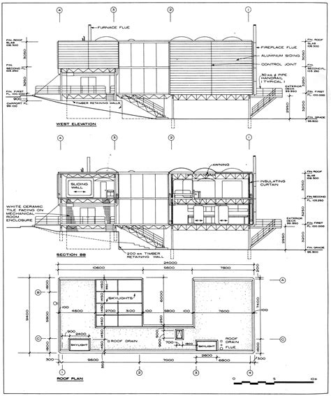 Elevation Section And Plan From Myers Wolf Residence Architecture
