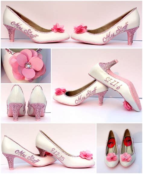 Light Pink Bridal Shoes Brides Name And Wedding Date Personalized