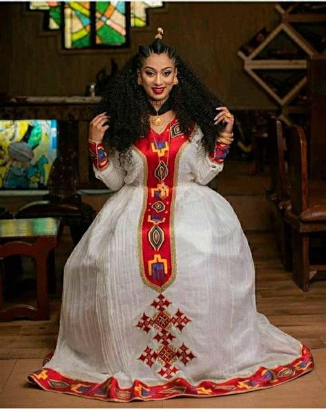 amazing red fashionable menen modern ethiopian traditional dress