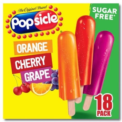 Popsicle Sugar Free Orange Cherry Grape Variety Ice Pops 18 Ct Fred