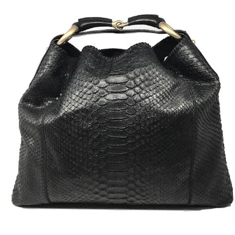 Gucci Black Snakeskin Tote Bag Exotic Leather Ref81145 Joli Closet