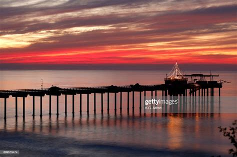The Sun Sets On The Pacific Ocean At The Scripps Institute Of