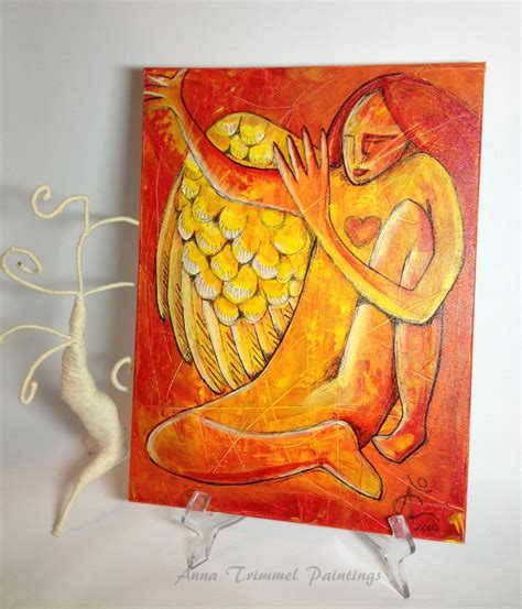 Whimsical Angel Painting Mixed Media Painting Acrylic Ink On Etsy