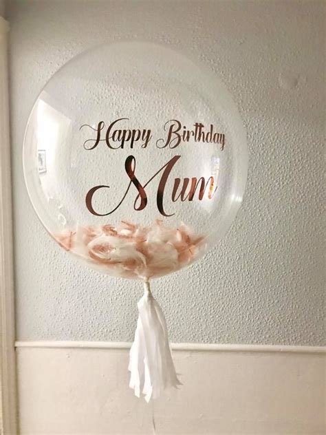 Personalised Feather Filled Bubble Balloon In Rose Gold Balloons In