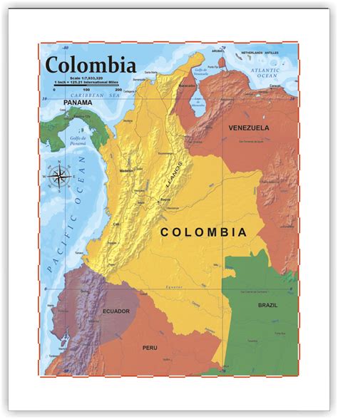 Progeo Map Of Colombia 8 X 10 Print Or Framed Progeo Maps And Guides