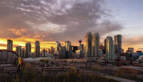 Calgary Skyline At Sunset Photograph By Sinitar Photo Fine Art America