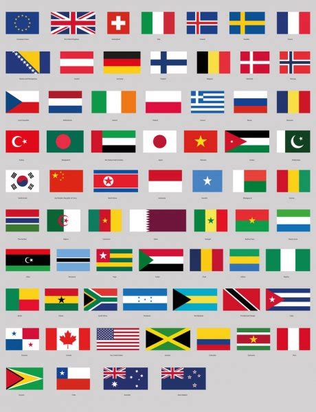 Vector Set All World Countries Sovereign States Flags Arranged