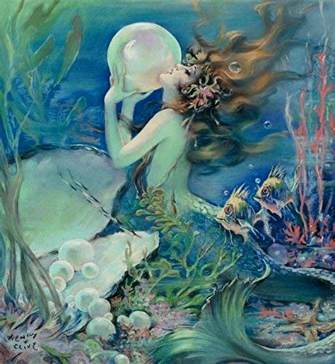 The Mermaid By Henry Clive Australian American Mixed Media Painting
