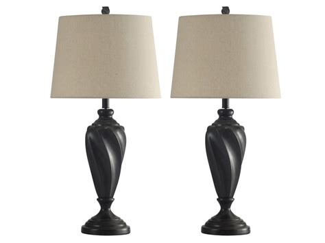 Bronze Wood Look Table Lamp Pair With The Appearance Of Wood These