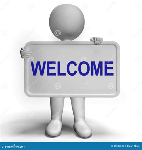 Welcome Sign Showing Hello Greeting Or Hospitality Stock Illustration