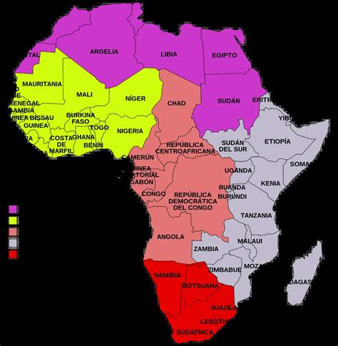 PaÍses Y Capitales De África División Política Y Sus Regiones