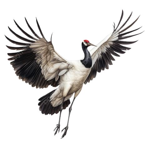 The Red Crowned Crane On A Relaxed Bird Flying Side View Png