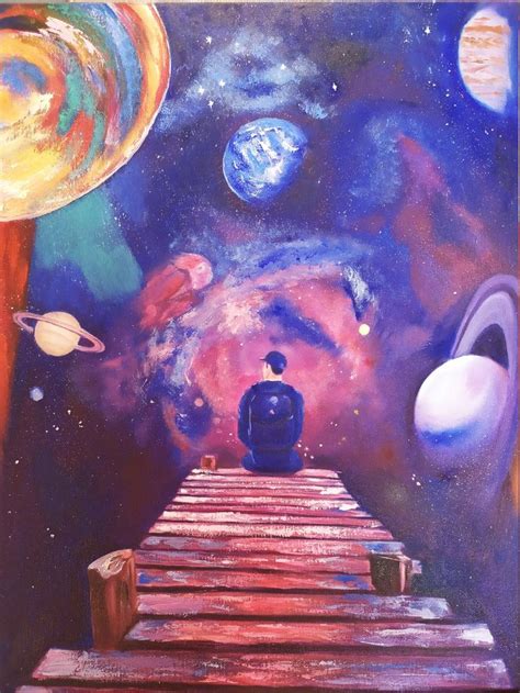 Original Oil Painting Surreal Art Surrealism Galaxy Etsy Cosmic Art