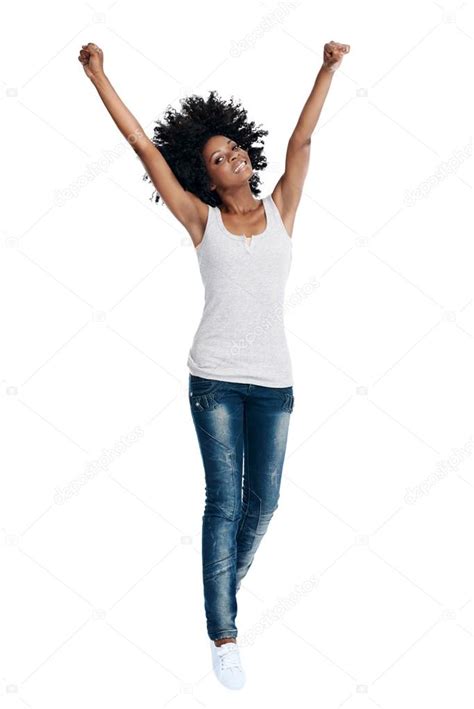 African Woman With Arms Raised — Stock Photo © Daxiaoproductions 74900723