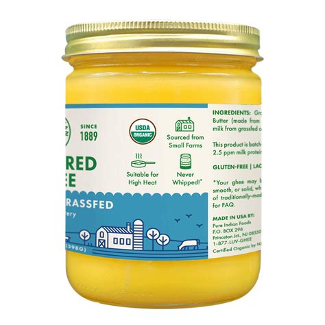 Grassfed Organic Cultured Ghee By Pure Indian Foods Oz Pasture