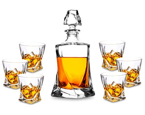 Buy 7 Piece Twist Crystal Whiskey Decanter Set Kanars Premium Liquor