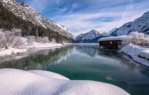 Wallpaper Winter Snow Mountains Lake Austria Alps Austria Alps