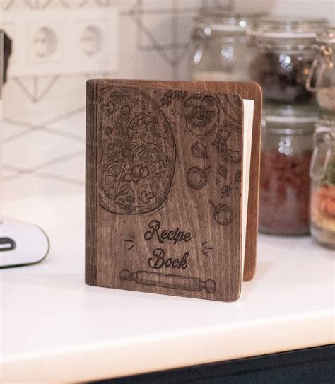 Personalized Wooden Recipe Book Binder Custom Journal Cookbook Etsy