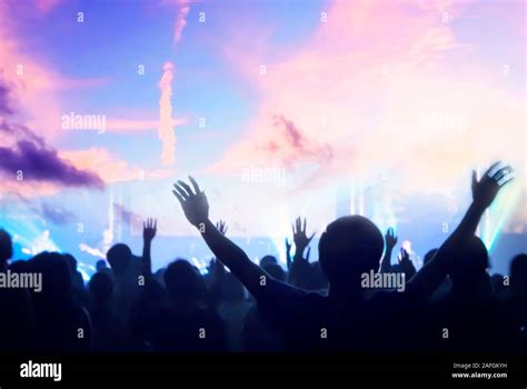 Christian Worship With Raised Handmusic Concert Stock Photo Alamy