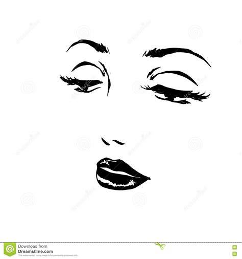 Sketch Of Face Woman Close Up Stock Vector Illustration