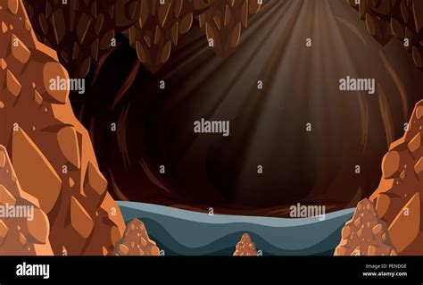 A Flooded Dark Cave Illustration Stock Vector Image And Art Alamy