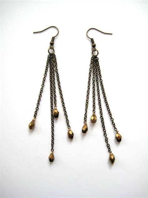 Items Similar To Gold Bead Dangle Earrings On Etsy