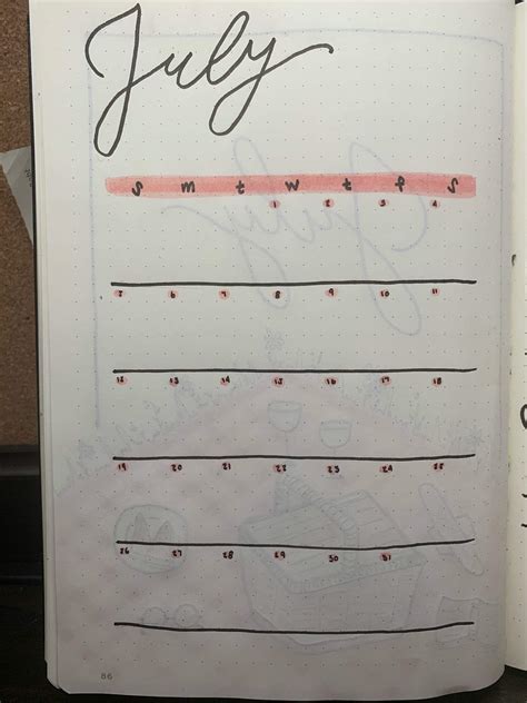 July Calendar Bullet Journal Amino