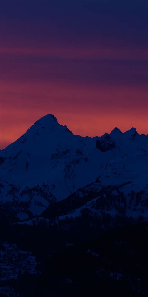 Mountains Sunset Silhouette Evening 1080x2160 Wallpaper Phone
