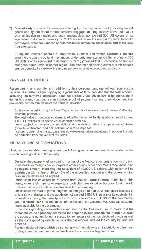 Printable Customs Declaration Form Mexico