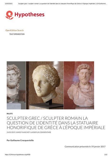 pdf sculpter grec sculpter romain la question de l identité dans la statuaire honorifique