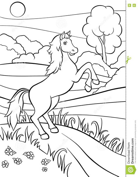 Are you searching horse coloring pages for your kids? Coloring Pages. Animals. Cute Horse. Stock Vector ...