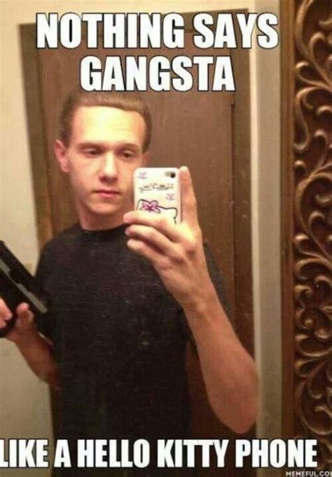 Hello Kitty Gangster Selfie Fail Selfies Funny Memes Hilarious Friends Laughing Picture