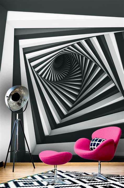 Eye Catching Black And White 3d Perspective Wallpaper Mural Perfect